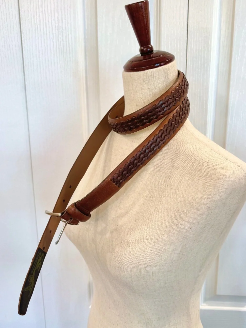 Men's size 44 100% unique leather belt by George, silver metal buckle.